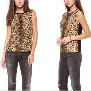 MILLY 6 BADDIE Animal Print Leopard Faux Fur Lamb Leather Sleeveless MINT USA